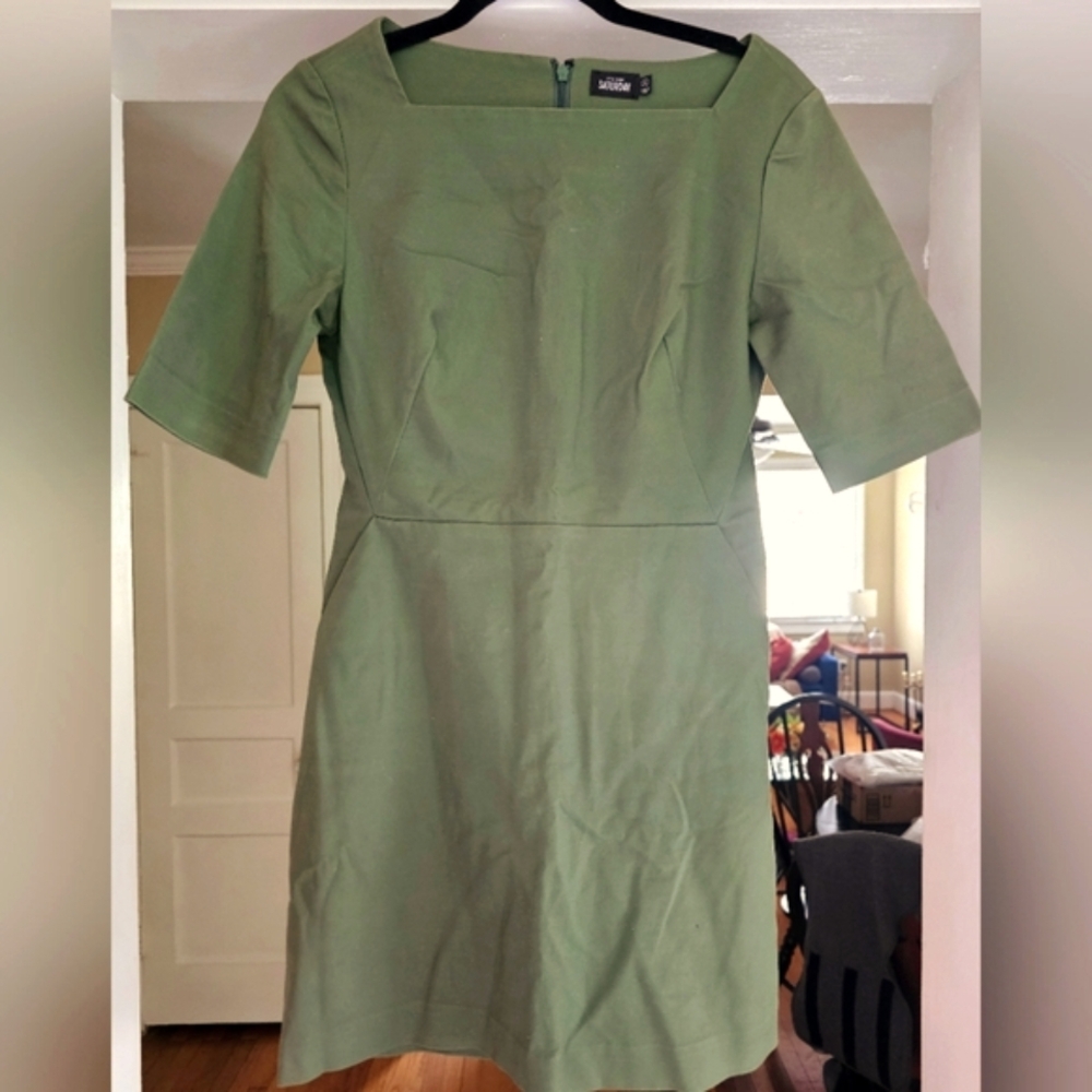 Kate SPADE Saturday Green Sheath Mini Dress with Square Neck
